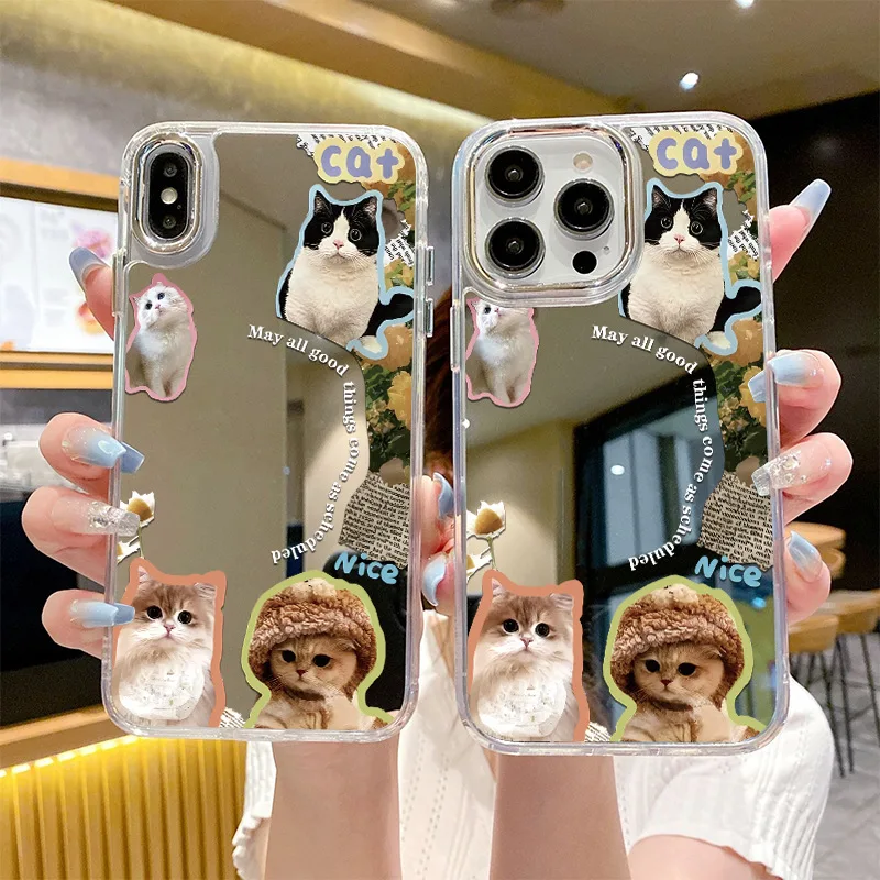 حافظة هاتف محمول على شكل قطة شهيرة مناسبة لهاتف آيفون 15 برو مناسبة لحافظة الهاتف المحمول للفتيات iPhone17 مع مرآة 16P #1
