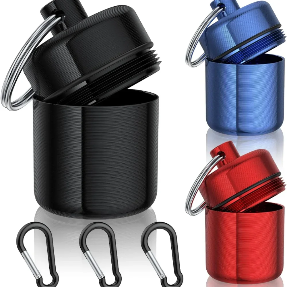 New Hot Premuim Mini Waterproof Portable Pill Box Keychain Case Travel EarPlug Container Bottle with Keyring for Medicine Holder