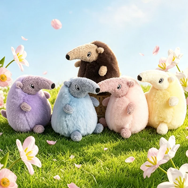 Cute Fluffy Anteater Plush Toy Multicolor Soft Stuffed Animal Doll Kawaii Cartoon Anteater Plushies Home Decor Ornament Birthday