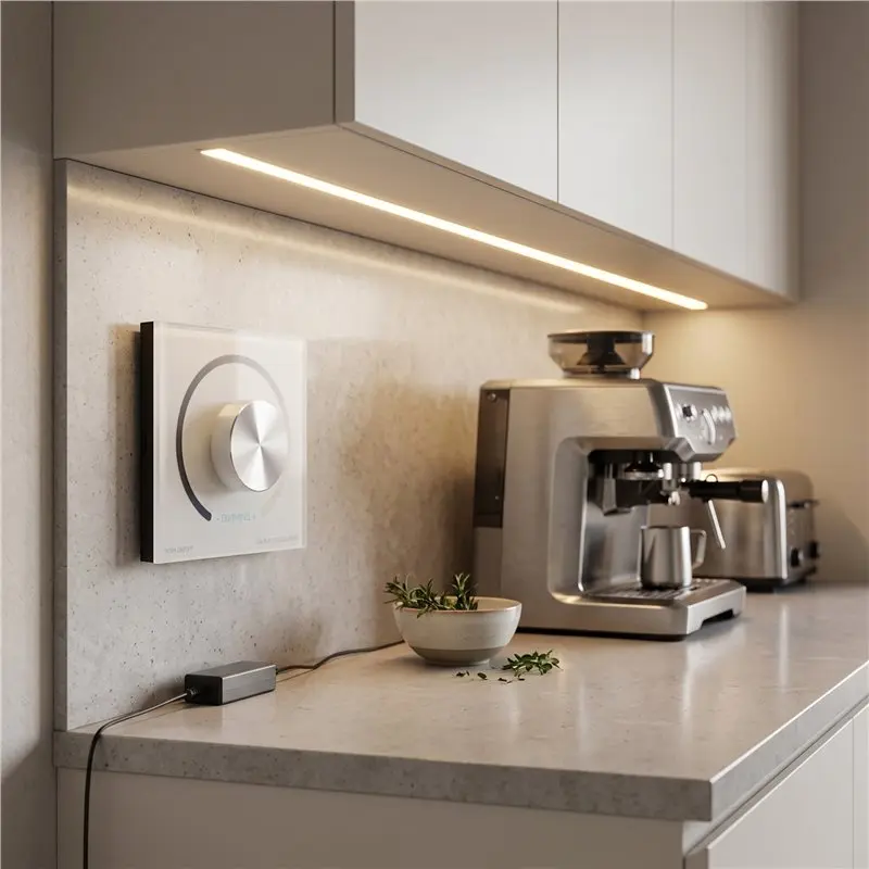 AB33-LED Strip Dimmer For 5050 3528 Single Color Tape- DC12V-24V PWM Dimmer Rotating Panel Knob Wall Mounting Dimming