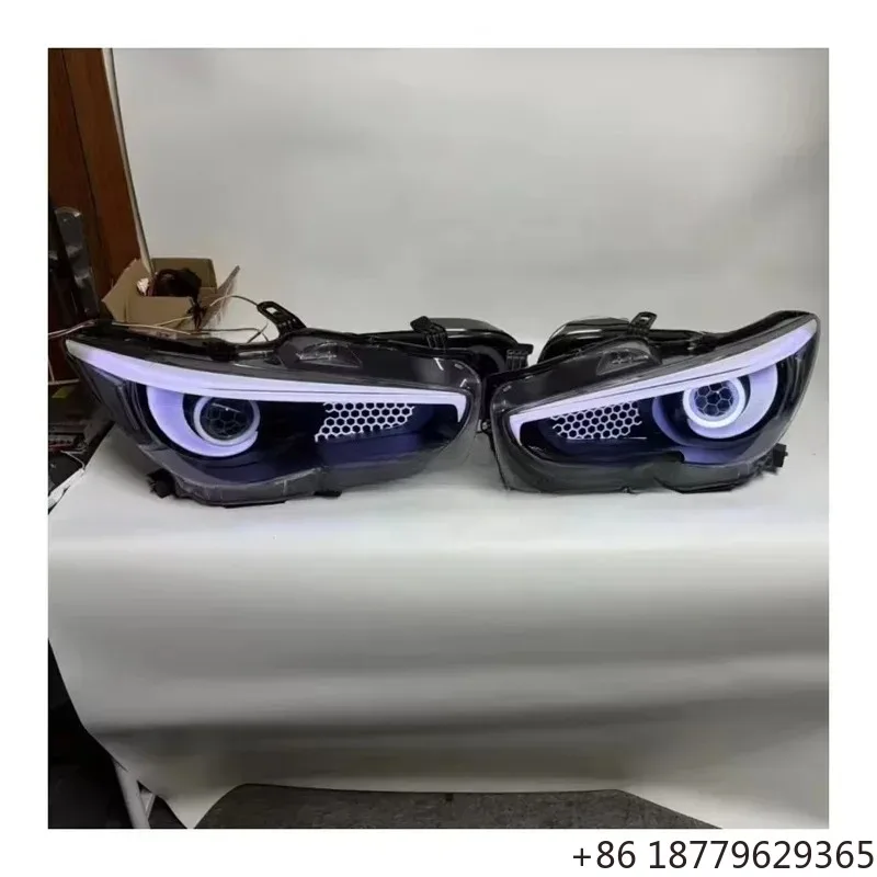 RGB LED Headlight Custom Turbine Halo Demon Angry Eye Front Light Plug-and-Play Sports Sedan Fitment 2014-2023