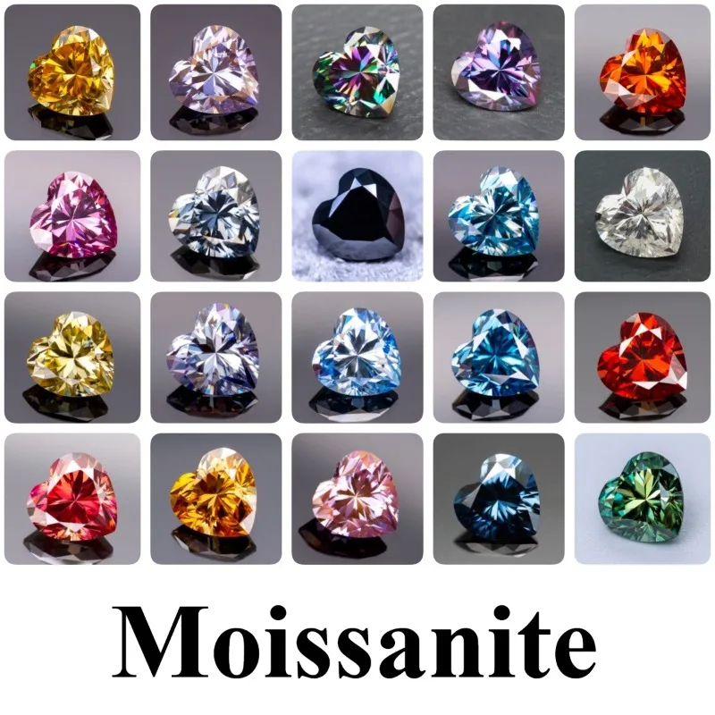 

Moissanite Heart Shape VVS1 Beads for Charms DIY Jewelry Making Rings Pendant Materials with GRA Certificate