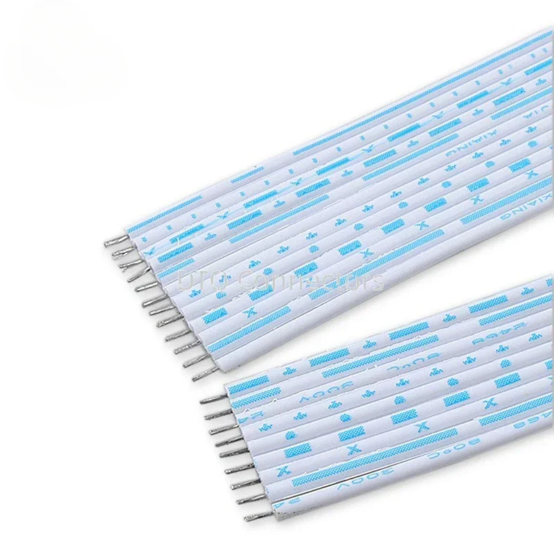 5pcs 10-50cm Xh2.54mm Pitch 2/3/4/5/6/7/8/9/10/11/12 Pin Blue White Wire Ribbon Cable Single/double Same Direction/reverse