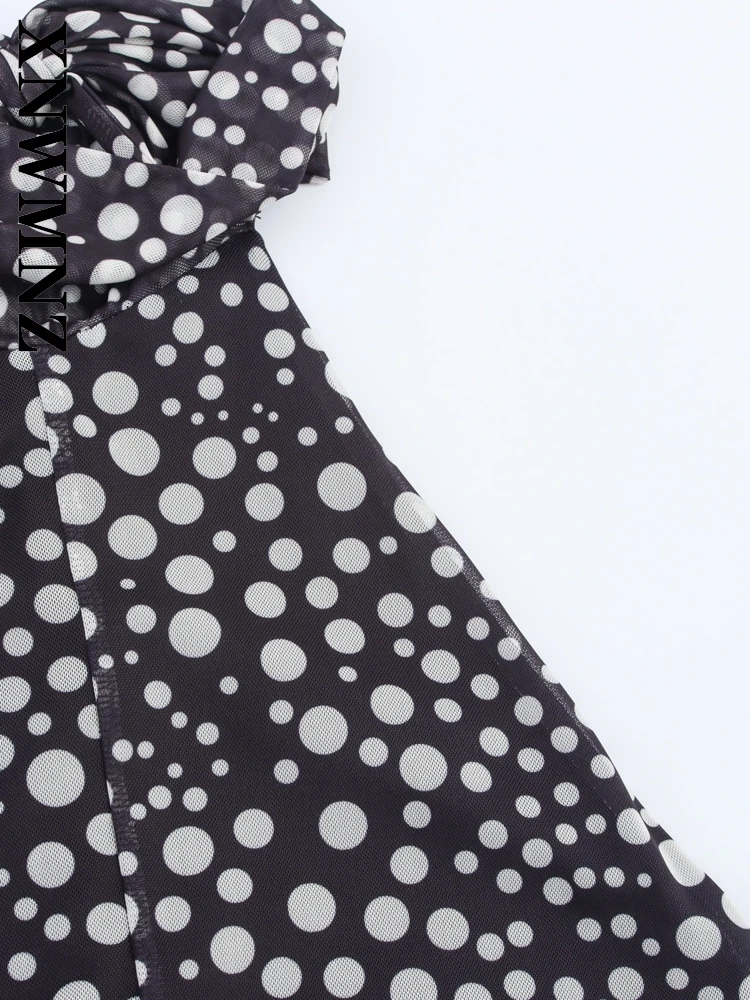 XNWMNZ 2025 novedad de verano señora elegante Sexy sin mangas Halter espalda descubierta vestidos largos moda de vacaciones mujer hombro boho vestido de lunares corbata