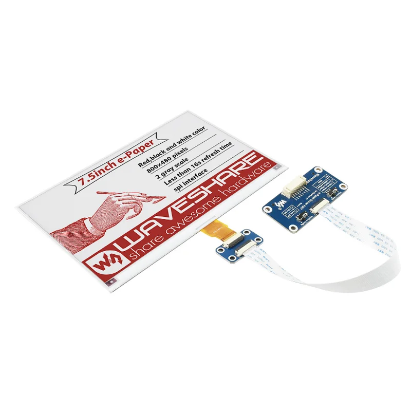 Raspberry Pi 7,5 polegadas e-Paper (B) 800 × 480 Vermelho / Preto / Branco E-Ink Display HAT Interface SPI para Arduino STM32 Jetson Nano