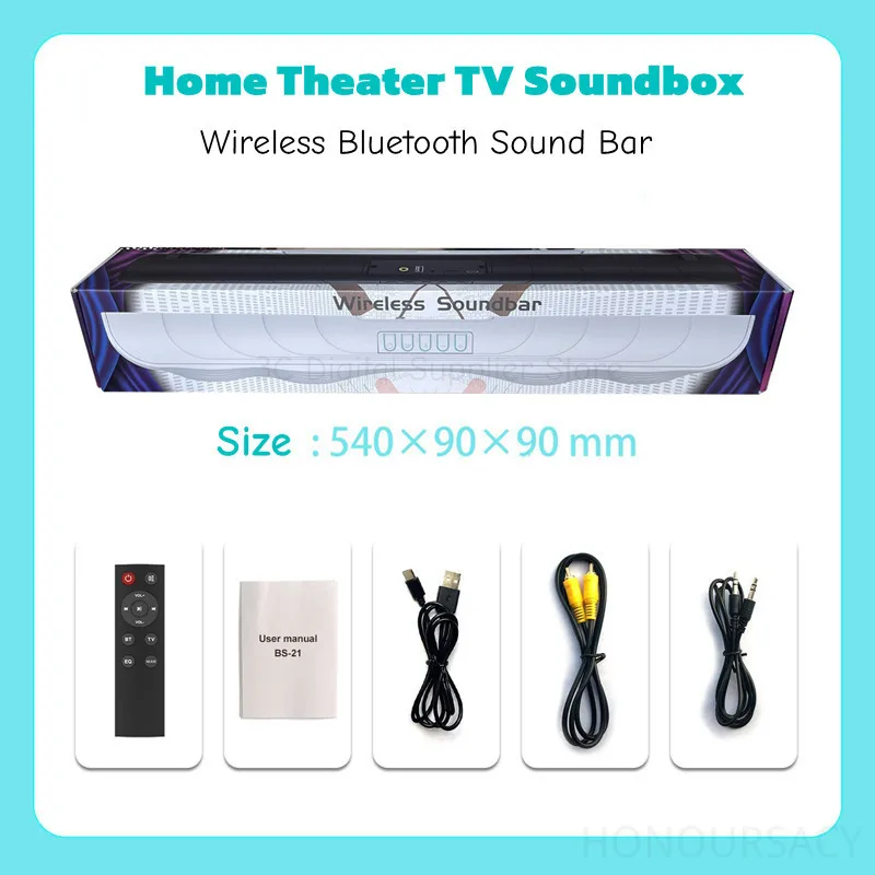 

60 Вт Беспроводная звуковая панель Bluetooth Акустическая система Высокомощный звуковой динамик Проводная беспроводная стереосистема объемного звучания Домашний кинотеатр ТВ Саундбокс