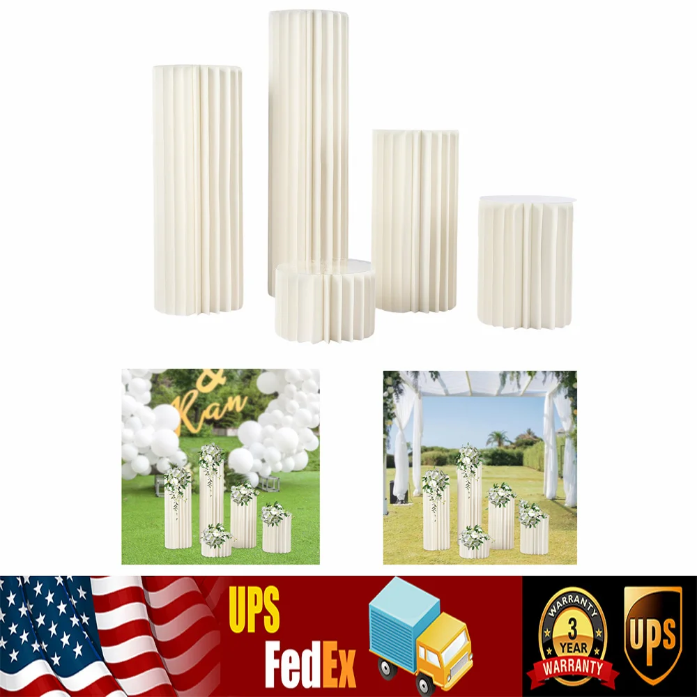 

5pcs Cardboard Vase Pillars Column Wedding Party Event Decor Floral Flower Stand Wedding Flower Stand White