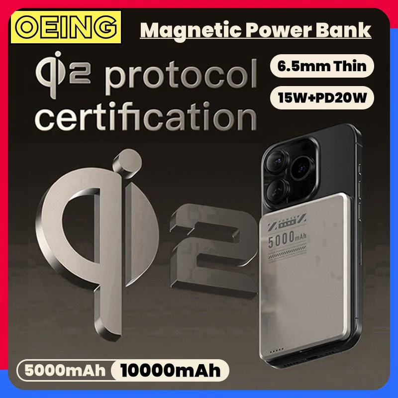 

10000mAh Magnetic Powerbank Qi2 Fast Wireless Charger Ultra Thin Alloy Battery For Magsafe Power Bank For iPhone Xiaomi Samsung