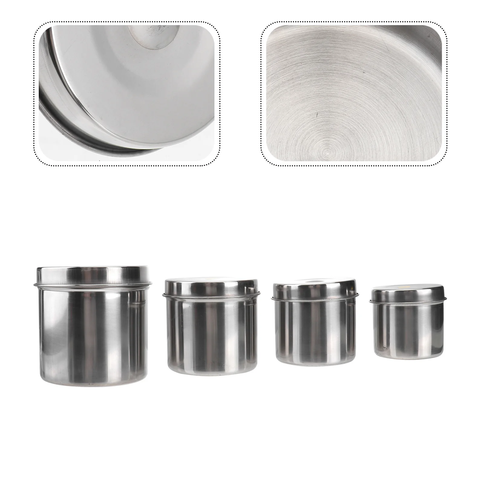 

4Pcs Stainless Steel Sterilization Container Durable Cotton Ball Storage Box Professional Clinic Salon Use Case