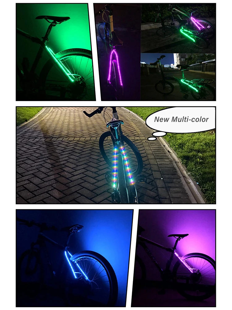 ZK30 LED Strip Lights Bike Scooter Skateboard Cycling Safety Decorative Bicycle Taillight MTB Road Bike Rear Lamp Accessories