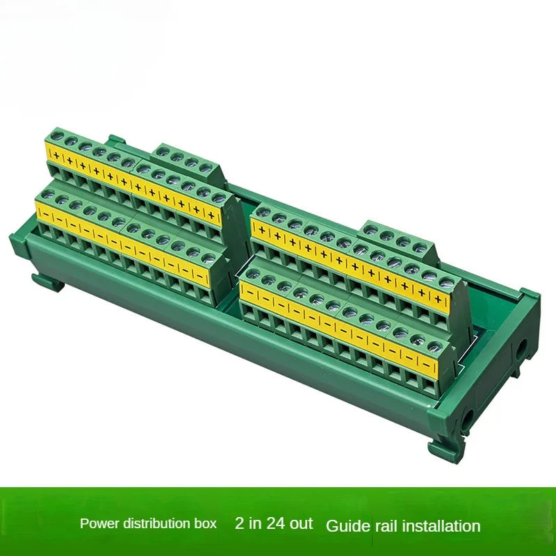 

24-Port Wire Junction Box with One Input and Common Positive and Negative Power Supply, Terminal Block Splitter