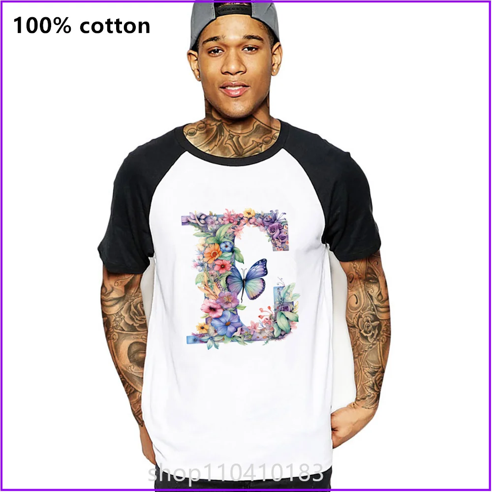 Acuarela Letra E Con Una Mariposa Y Flores Rosas T Shirts For Men'S Women Tshirt T-Shirt Clothing Oversized Manufacturers Custom