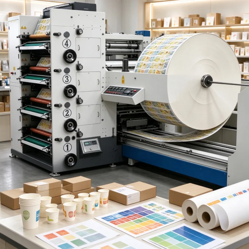 Full Automatic 6 Color Flexographic Printing Machine High Speed Stack Flexo Press Paper Cup Blank Kraft Packaging Paper Printing