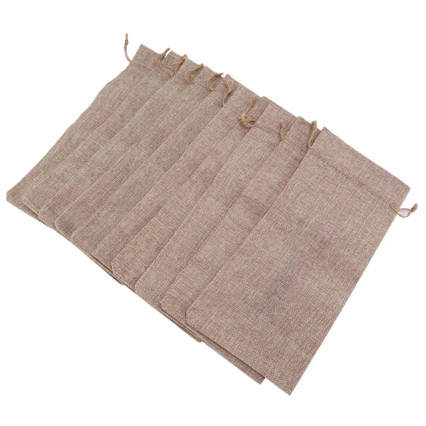 Sacs-cadeaux de bouteille de vin numérotés en toile de jute avec ficelle de proximité, bordeaux pour dégustation de vin à l'aveugle, 14x6, 1/4, 10 pièces