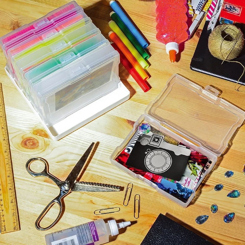 Portable 4x6 Photo Organizer with 16 Cases, Transparent Storage, Handle for Easy Transport