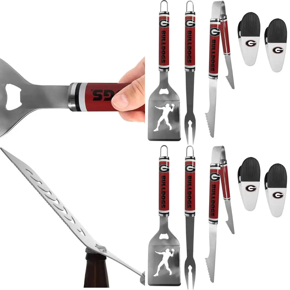 

Georgia Bulldogs 3-Piece Steel BBQ Tool Set with Chip Clips, Team-Colored, One Size