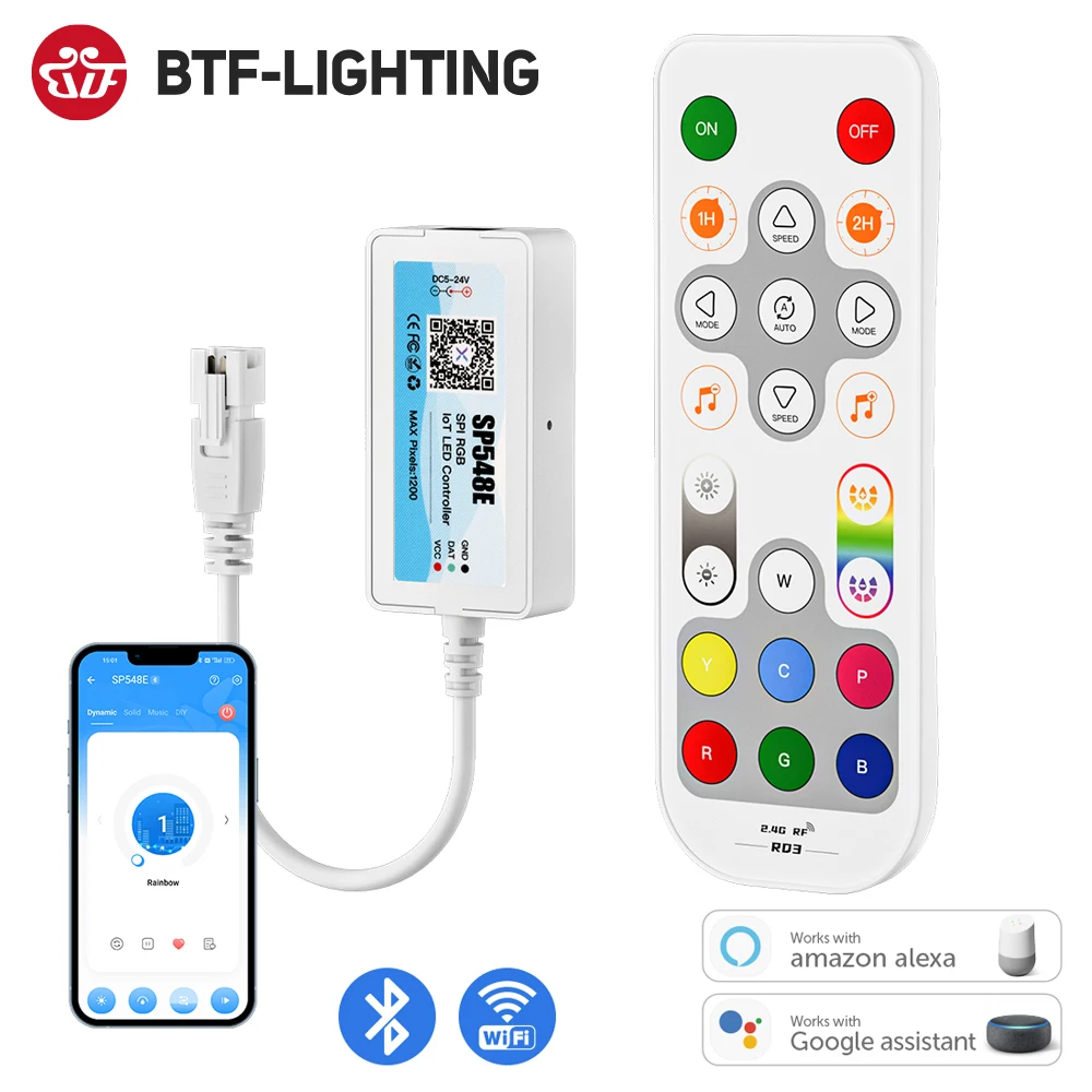 SP54XE Controller Kit SPI Pixels PWM LED Strip Light Wifi Alexa Google Home BT 2.4G Remote FCOB DIM RGB RGBW CCT WS2812B SK6812