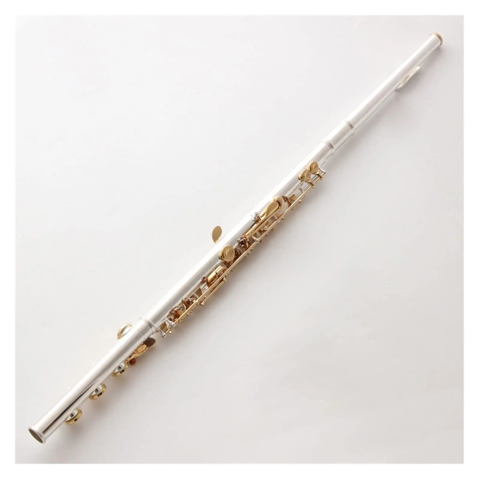 Hand-Carved Gold Plated Flute with B Foot, Open Holes, 17 Gold Keys - Beginner's Instrument