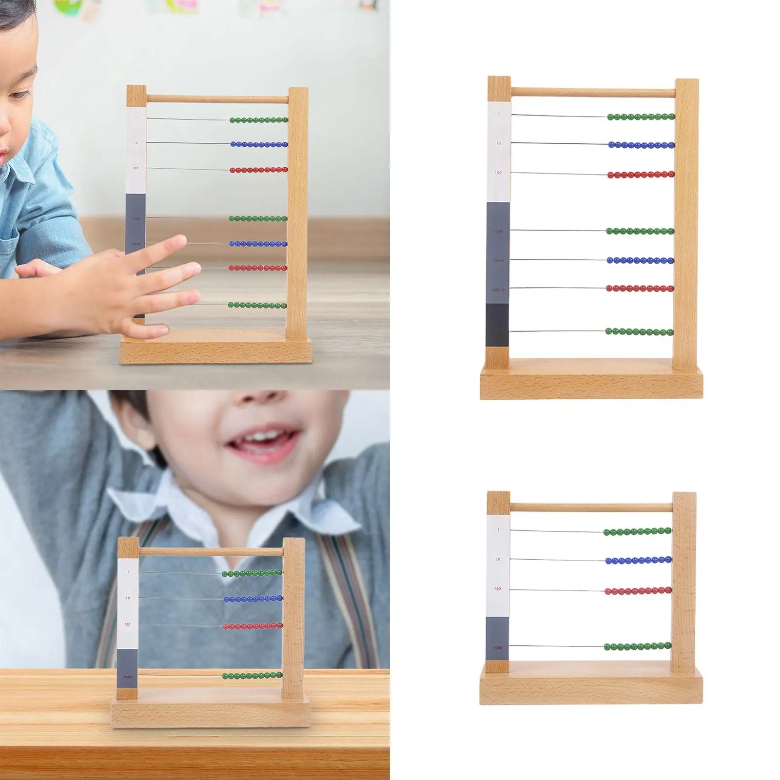 Wooden Abacus Toy, Counting Frame Toy Preschool Math Learning Toy Wooden Frame