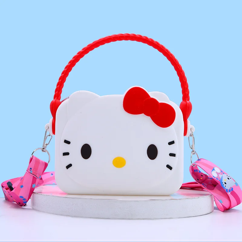 Sanrio Hello Kitty Cinnamoroll Silicone Coin Purse Kuromi Childrens Square Portable Coin Purse Girl Heart Sweet Princess Bag