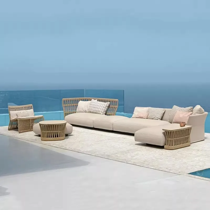 Living room waterproof casual rattan chair coffee table combination balcony