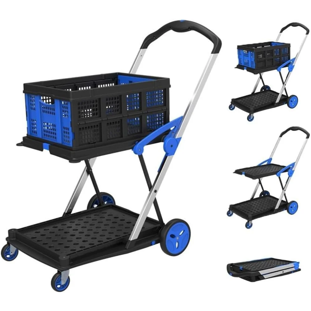 

Collapsible Shopping Cart, Folding Collapsible Grocery Cart With Wheels, Removable Basket, Collapsible Cart For Groceries