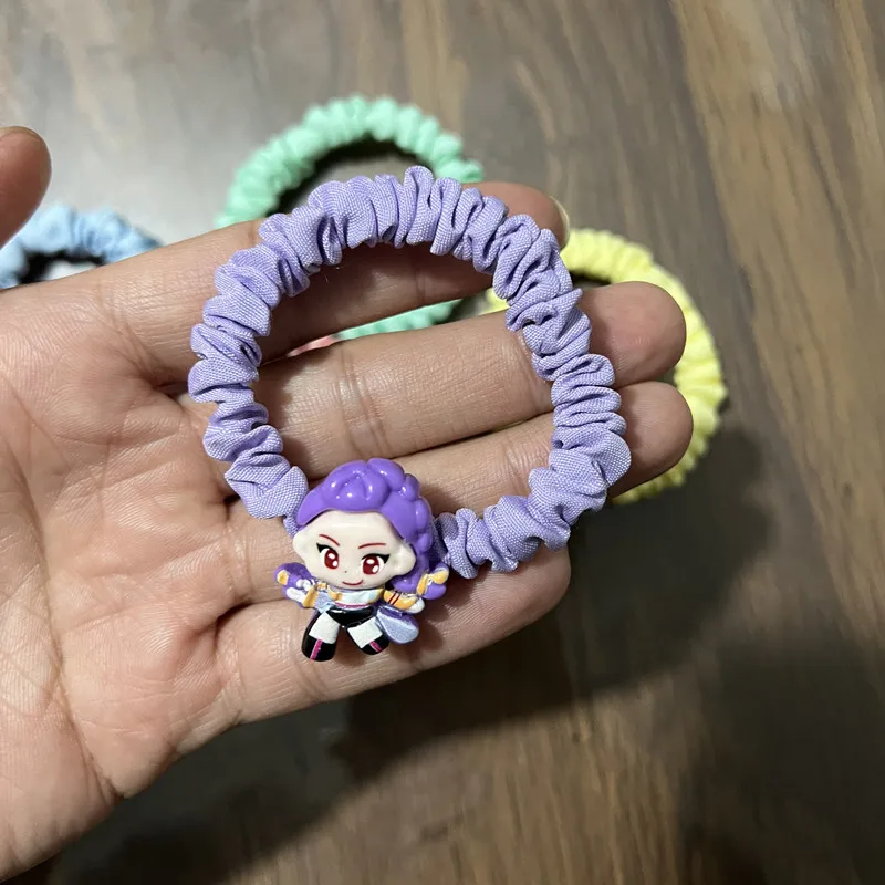 حار بيع 6 قطعة شيطان هنتر الكرتون العلاقات الشعر لطيف الشعر الحبال مجموعة المرأة عالية مرونة الشعر الفتيات الدوائر ذيل حصان المثبت #4