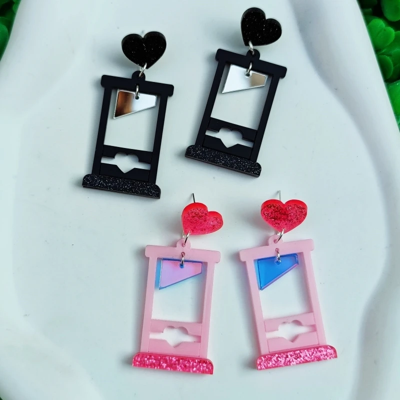 KUGUYS Halloween Guillotine Acrylic Earrings Sparkling Cute Jewelry Women's Fall Winter Gothic Accessories