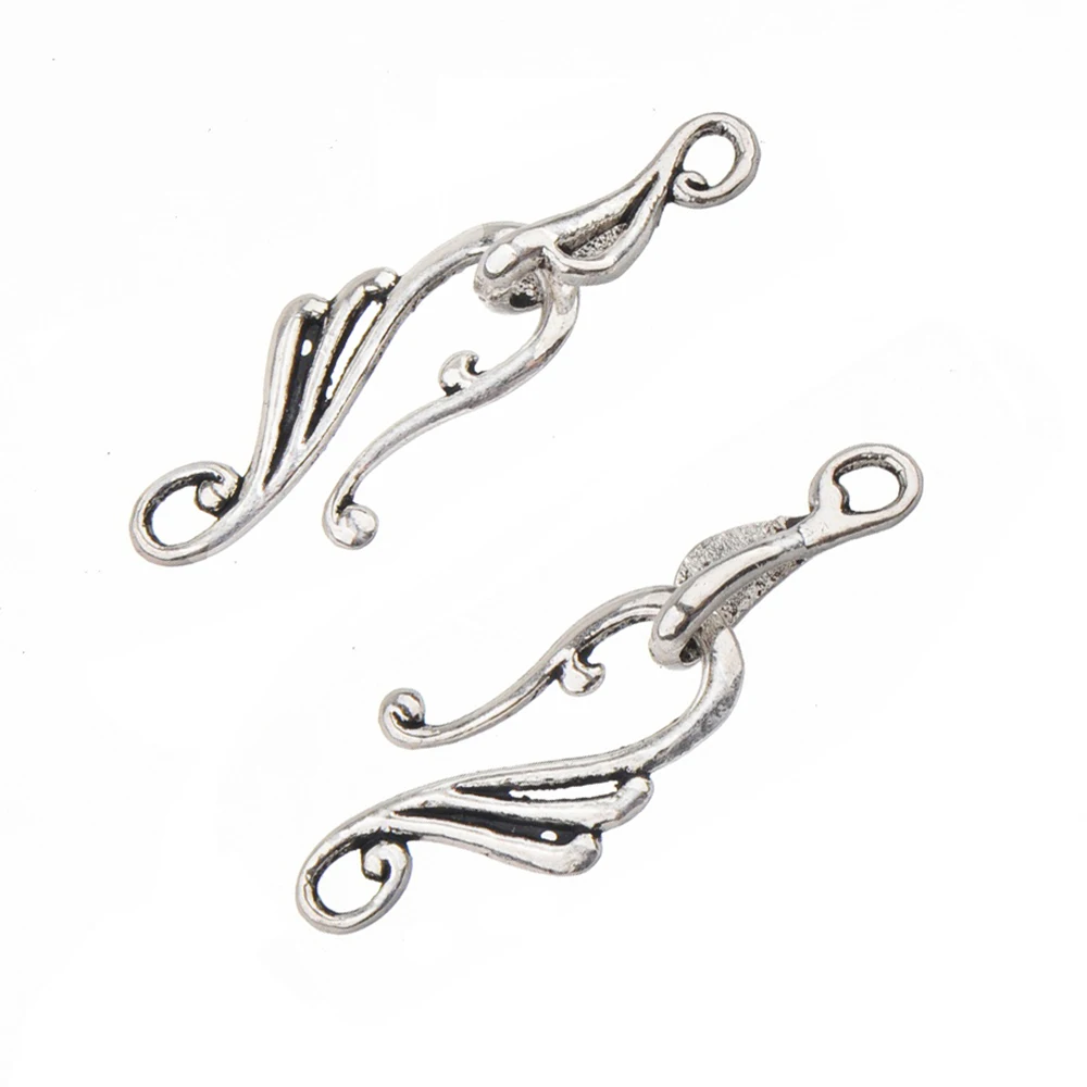 40 sets Clasps Hooks Material For Costume Jewelry Alloy Silver Toggles Handcrafts Bracelets Necklaces DIY Handmade Accessories