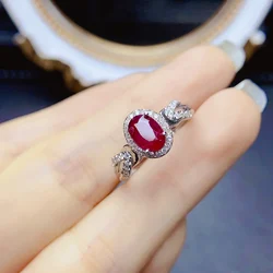 FS Natural 5*7mm Ruby Inlay S925 Sterling Silver Ring for Women With Certificate Fine Fashion Charm Weddings Jewelry