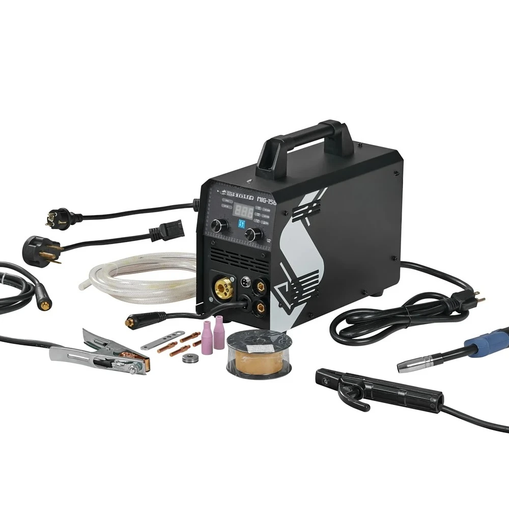 

150A Multi-Process Welder, /less, MIG/Flux Cored/Lift TIG/Stick ARC, Synergic Control, Dual Voltage 110/220V