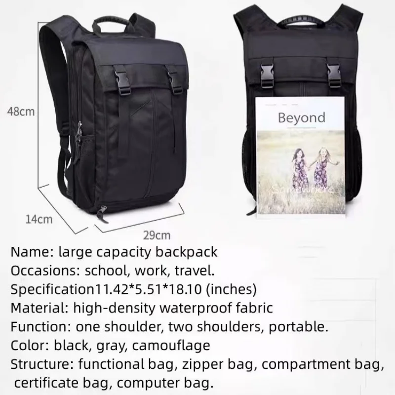 Backpack Leisure Large-capacity Backpack New Student Computer Backpack Multifunctional Travelling Bag