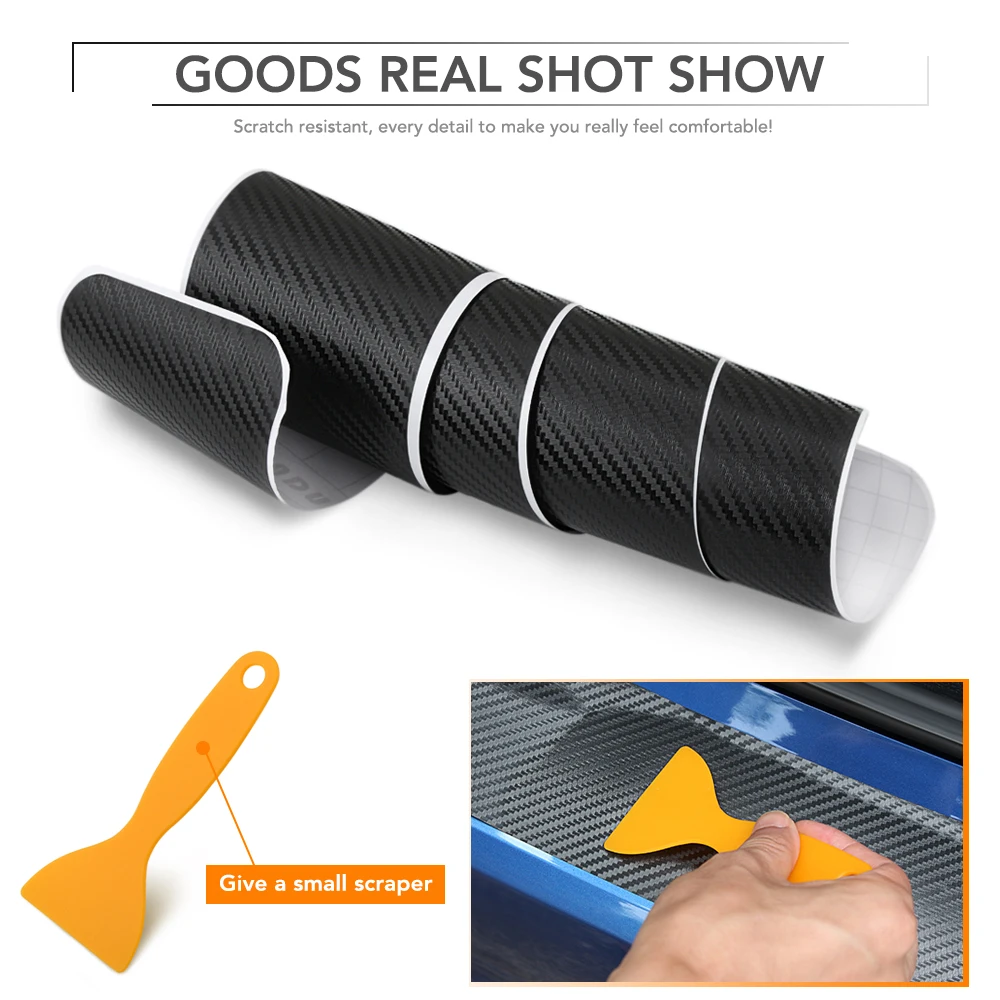 Carbon Fiber Car Trunk Rear Bumper Sticker for Kia Rio 4 X-Line Lada Vesta VW POLO 6R 6C Ford Focus 3 MK3
