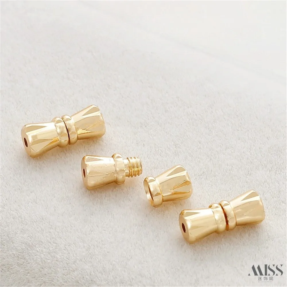 14K Gold Pearl Necklace Button Head Connecting Buckle Connector Buckle Spiral Buckle DIY Bracelet Ending Buckle Accessories