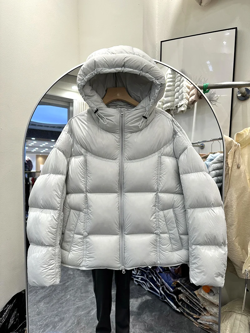 

Женская утепленная зимняя куртка Cloud Puff 90 с капюшоном, на пуху, белая, повседневная, на молнии