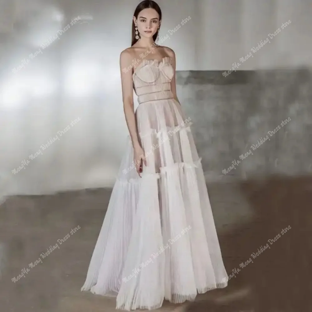 

ZHUISHU Modern A-Line Wedding Dress Woman Sweetheart Collar Draped Floor-length Evening Gowns Customized Vestidos Novias Boda