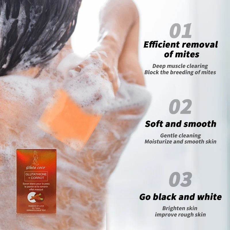 Whitening Glutathion +24K Gold Bar Soap with Vitamines C Whitening in 7day Make Women Snow Skin White Carrot  Soap for Dark skin