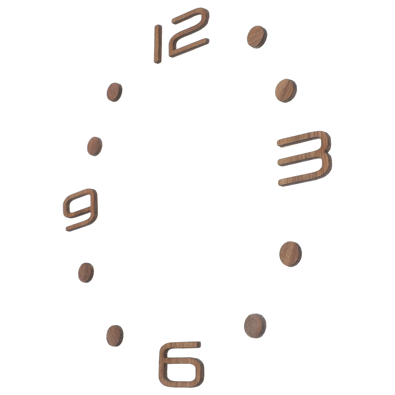 Mute Black Walnut Wall Clock Compound Frameless Wood Decorative Numbers Self Adhesive