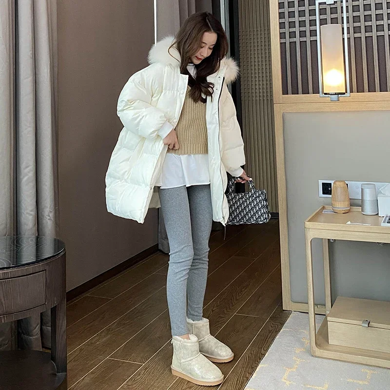 Waterproof Women Snow Boots Thick Faux Fur Winter Warm Boots with Non-slip Rubber Soles 100% Genuine Leather Shoes Ankle Boots