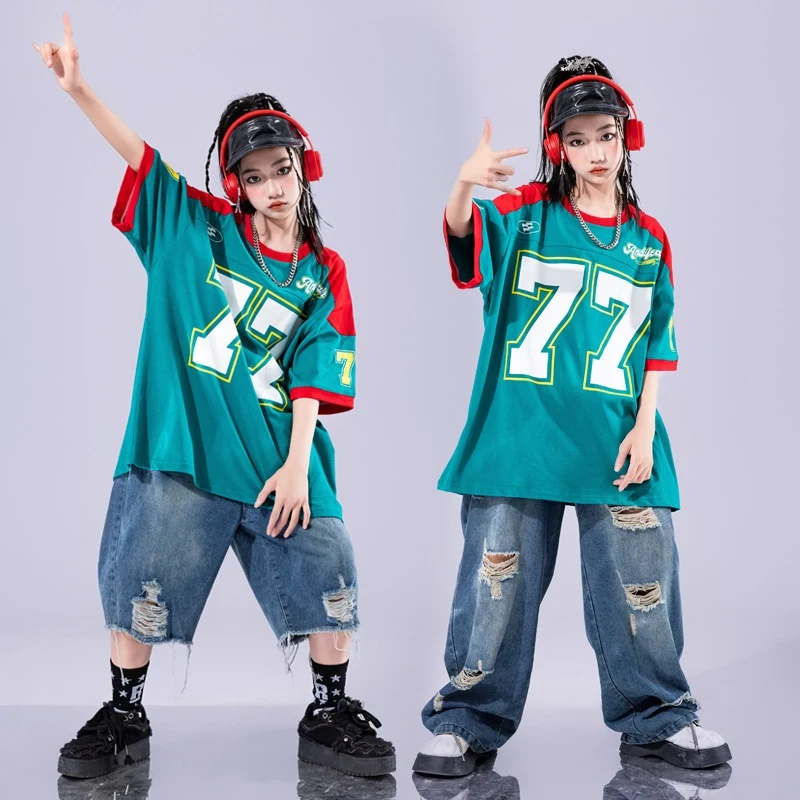 Costumes de danse moderne Jazz pour filles, T-Shirt ample, pantalons Hip Hop, tenues pour garçons, vêtements de scène de danse Hip Hop Rave, nouvelle collection 2025 DQS19868