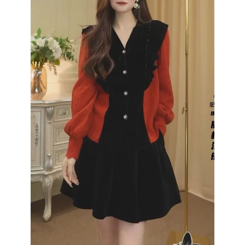 تصميم تكدرت الربط الدانتيل محبوك 2025 جديد الخريف سترة ضئيلة أعلى #4