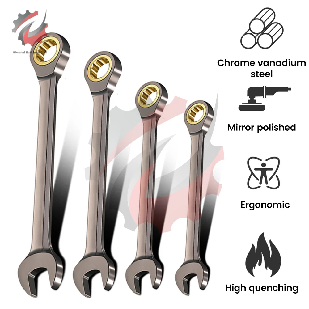 Torque Wrench Flexible Golden Ratchet Wrenches 7MM 8MM 10MM 12MM  Professional Universal Metric Wrench For Car Repair Hand Tool