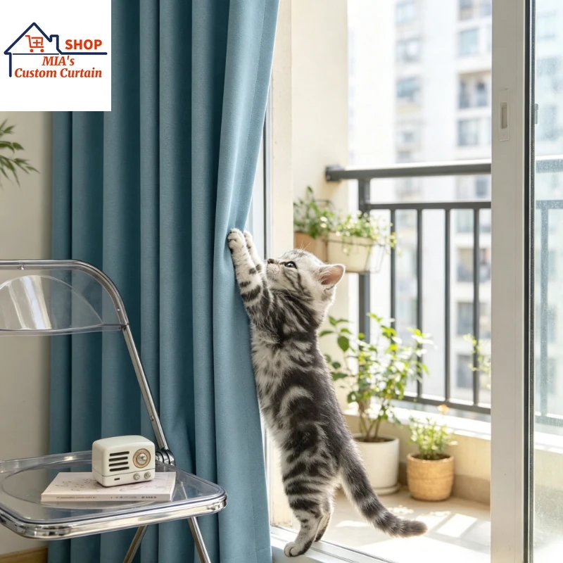 Scratch Resistant Anti Cat Scratch Anti Snag Wire Curtains New Cream Color Pet Shading for Bedroom Living Dining Room Fashion