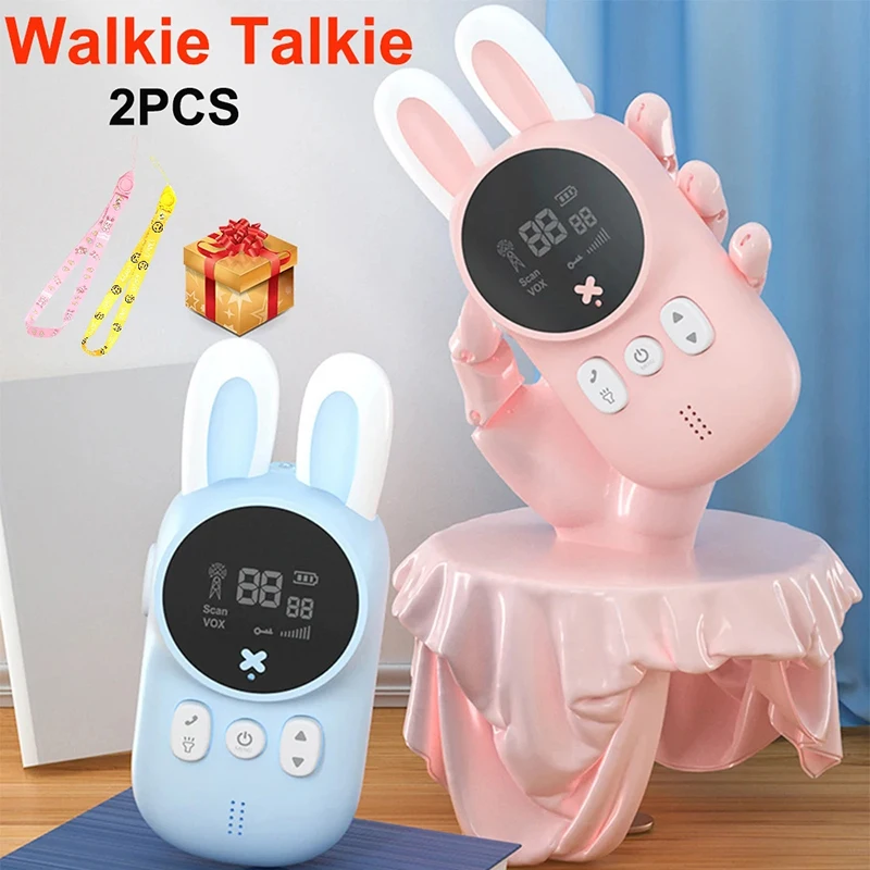 2Pcs A Set Rabbit Walkie Talkie Children Toy Two-Way 3KM Range UHF Wireless Mini Electronic Toys Handheld Interphone Toy for Kid
