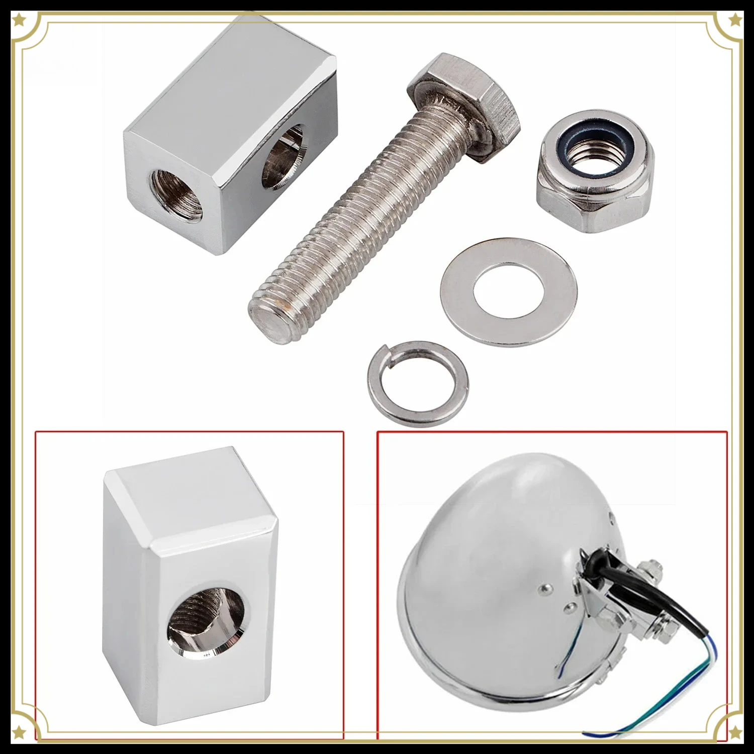 Motorcycle For Harley Chrome Headlight Block Bracket Mount Sportster 883 1200 Dyna Super Glide Softail Deluxe FLSTN Touring