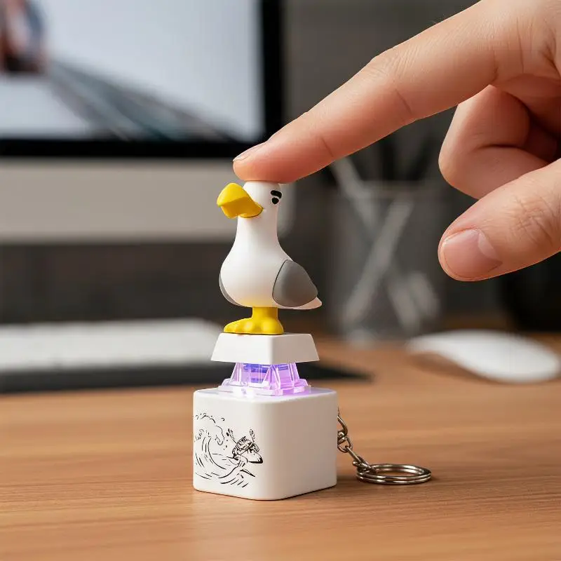 Brelok z przyciskiem typu clicker w kształcie szronika z dźwiękiem LED, wytrzymała zabawka antystresowa do relaksacji podczas pauzy w klasie. — zdjęcie produktu 5