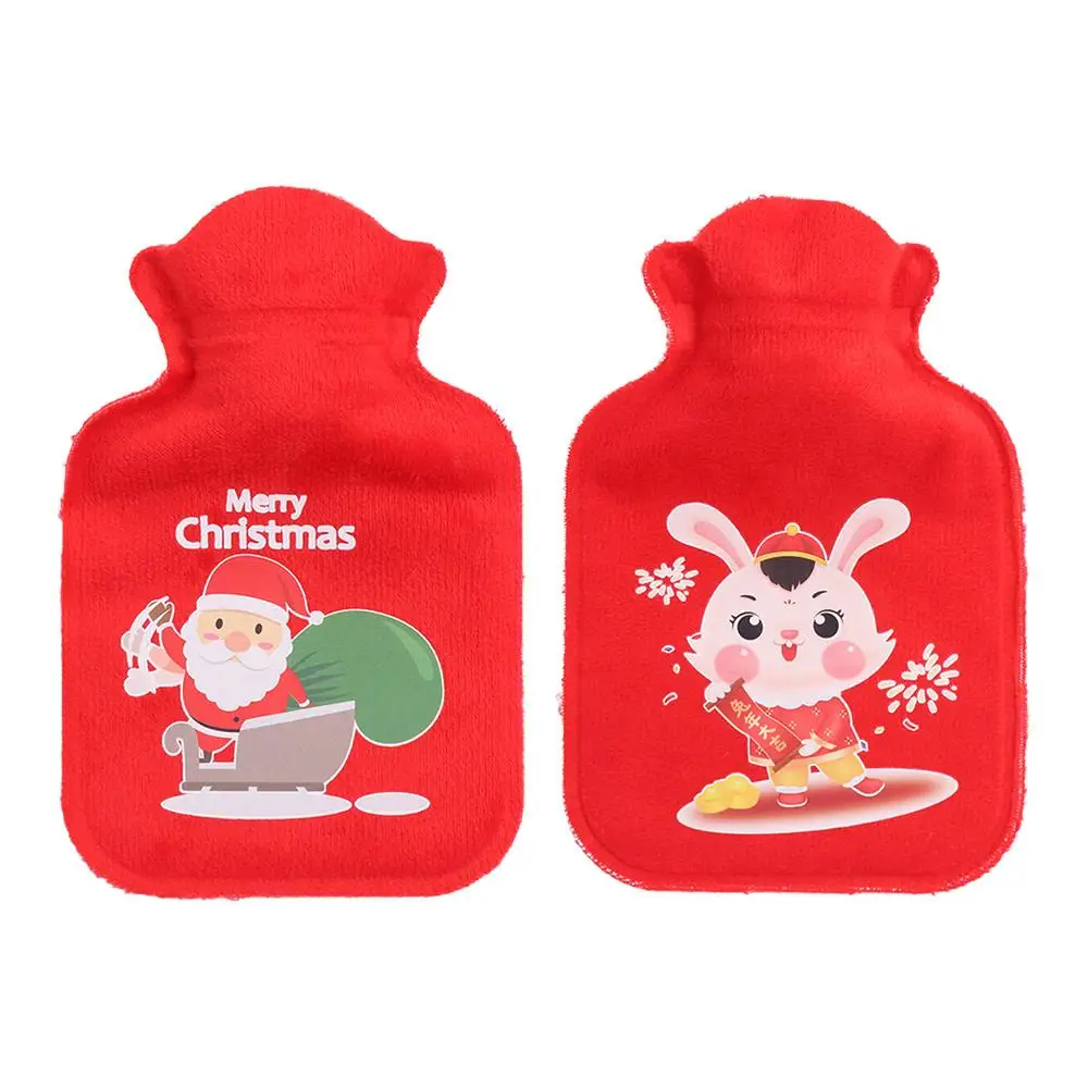 

Рождественский мешок для горячей воды с героями мультфильмов, Санта-Клаус, Лось, милые мини-бутылки с горячей водой, герметичная удобная грелка для рук