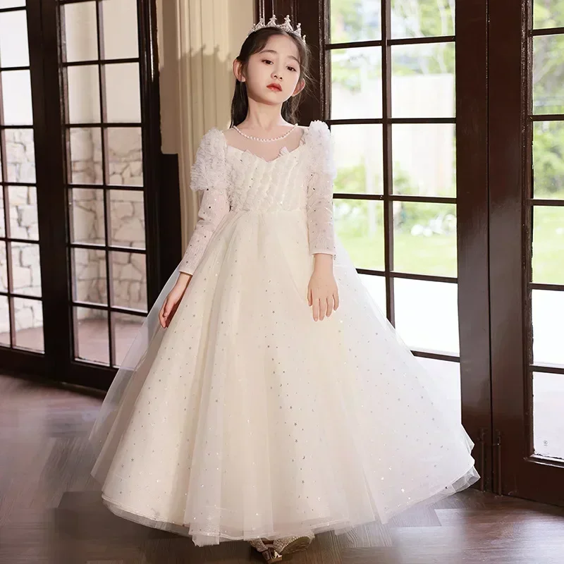 Girl's Princess Dress Flower Girl Dress 2024 New Children's Immortal temperament Host Piano Performance Dress