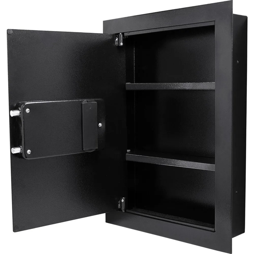 Fingerprint-Activated Steel Wall Safe with Adjustable Shelves and Anti-Pry Deadbolts for Secure Mounting