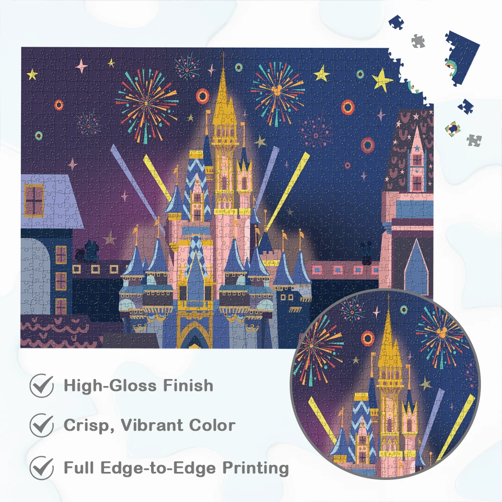 Duży puzzle dla dorosłych Disney Castle and Fireworks Disney Style Animation Games and Puzzles Cartoon Castle Night Scene Jigsaw Puzzle